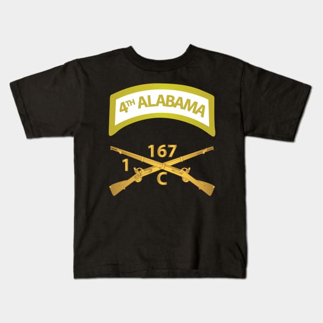 Army - Company C,  1st Battalion, 167th Infantry Regiment - 4th Alabama w Inf Branch wo Txt X 300 Kids T-Shirt by twix123844